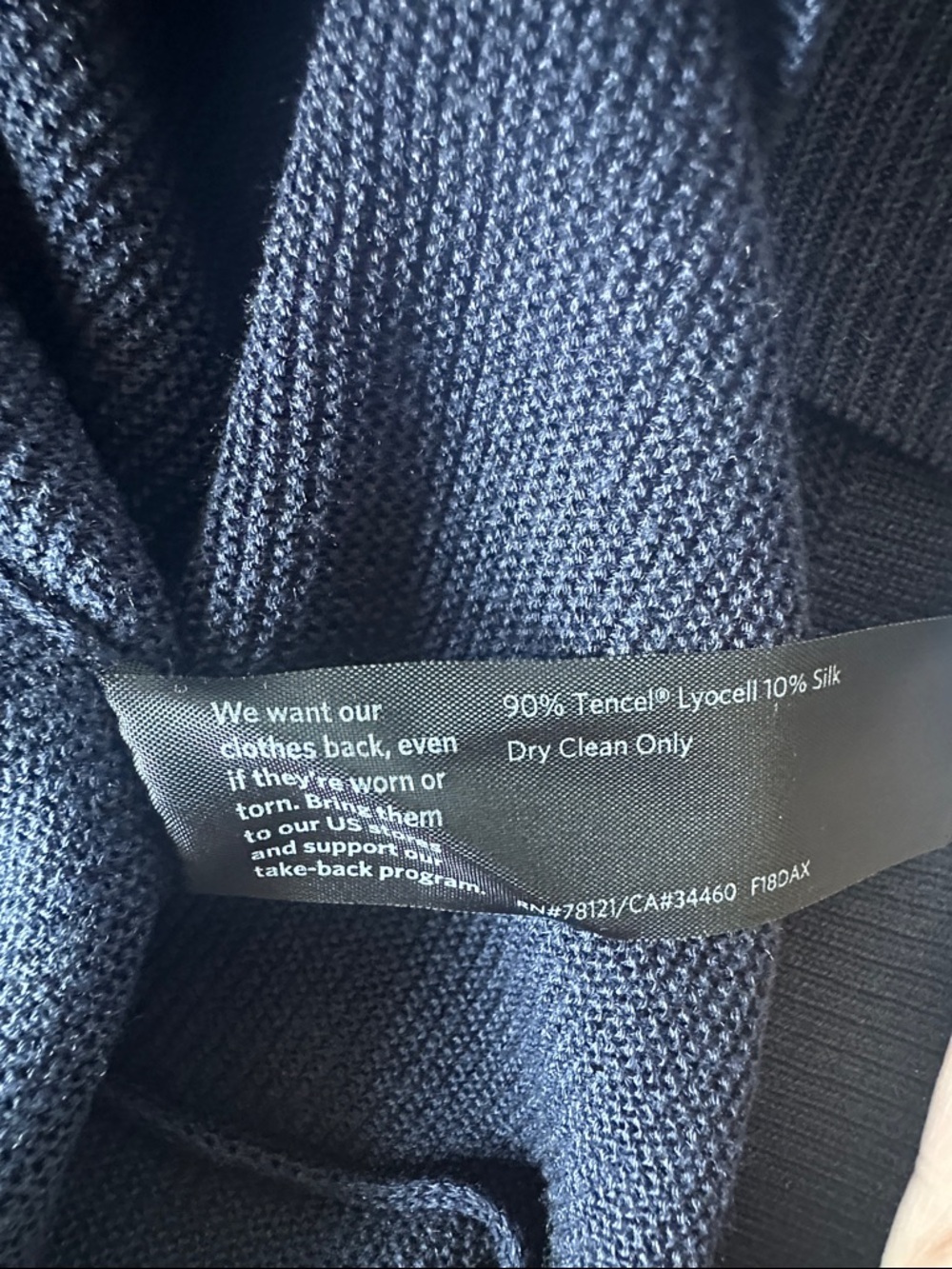 Eileen Fisher Long Sleeve Turtleneck Dress Size M Navy Blue Tencel-silk blend - Picture 5 of 7